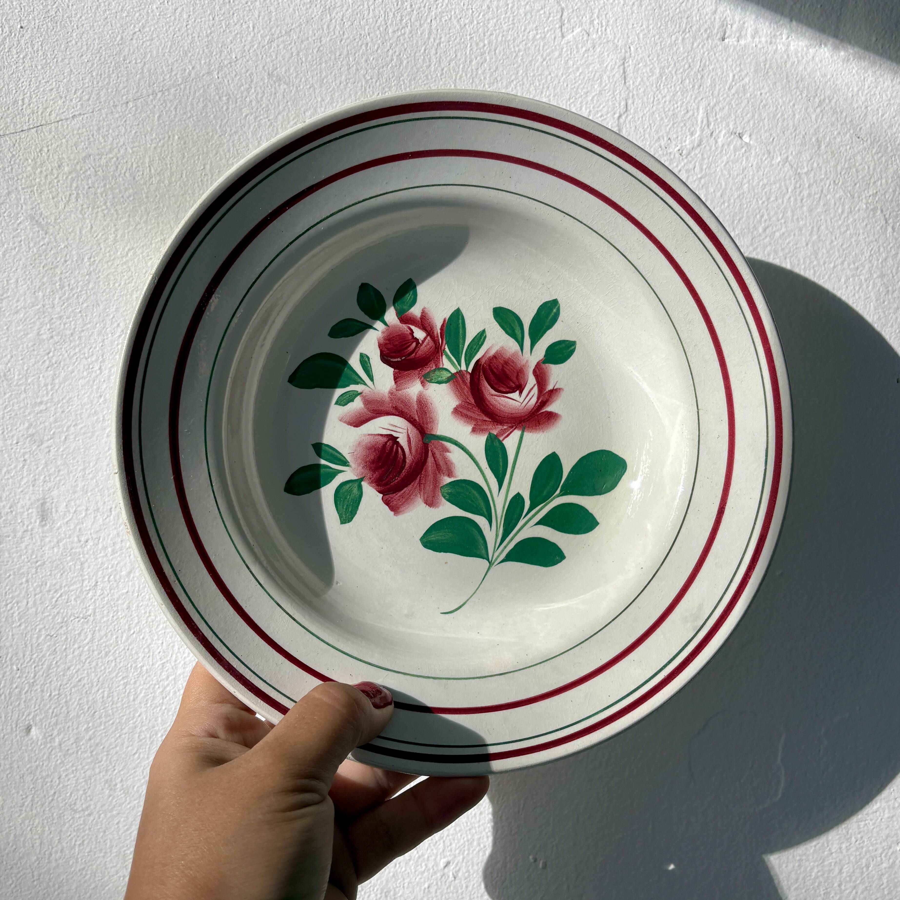 Set of 12 vintage soup plates - Les Roses -