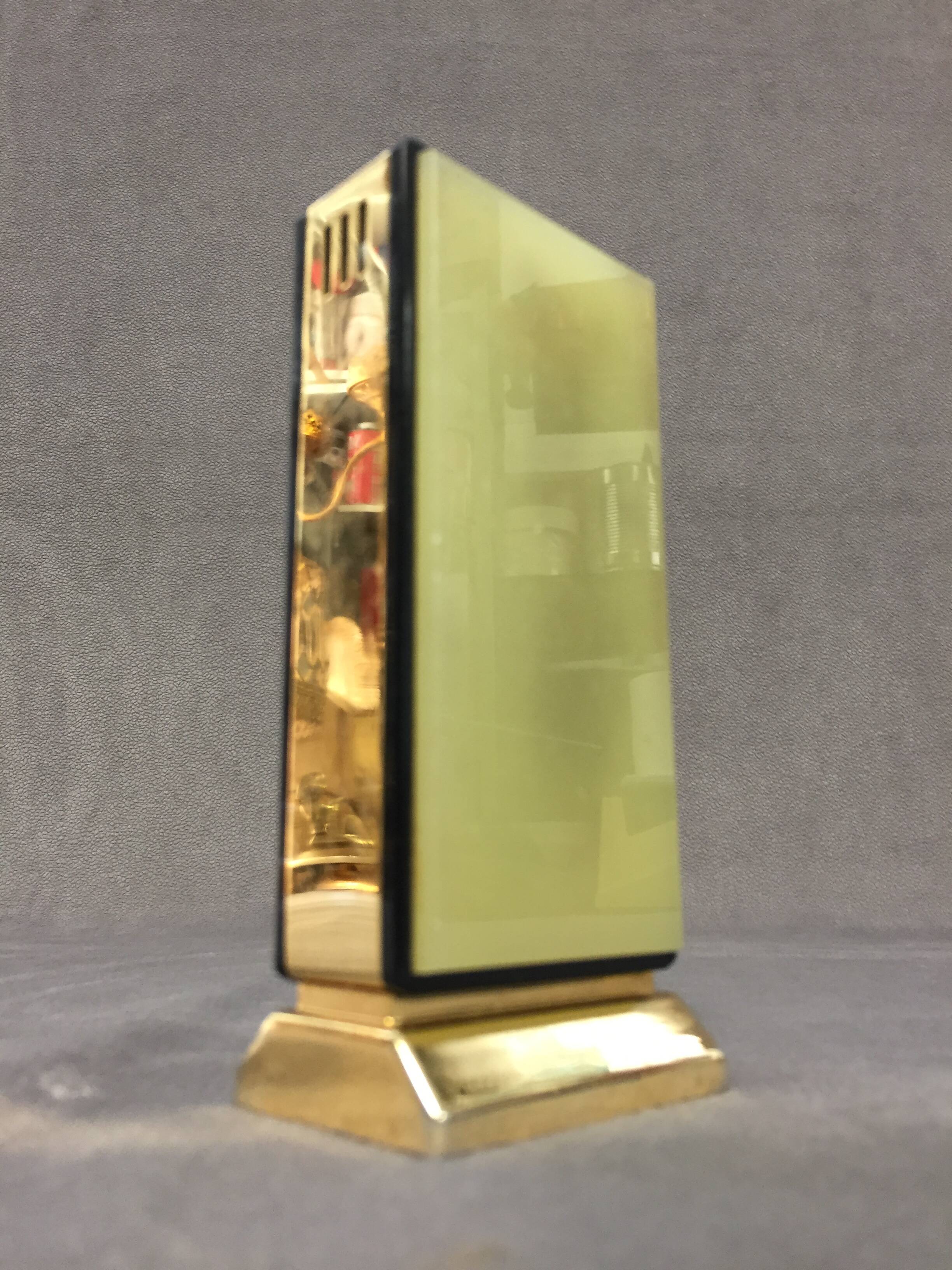 Collector table lighter sarome vintage electric gold metal & alabaster n°2