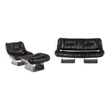 Metal and leather living room. 1970s