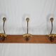 Wall coat rack, three metal and ceramic hooks in imitation of bamboo, 1900