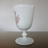 Opaline vase floral pattern, signed, 60s 70s