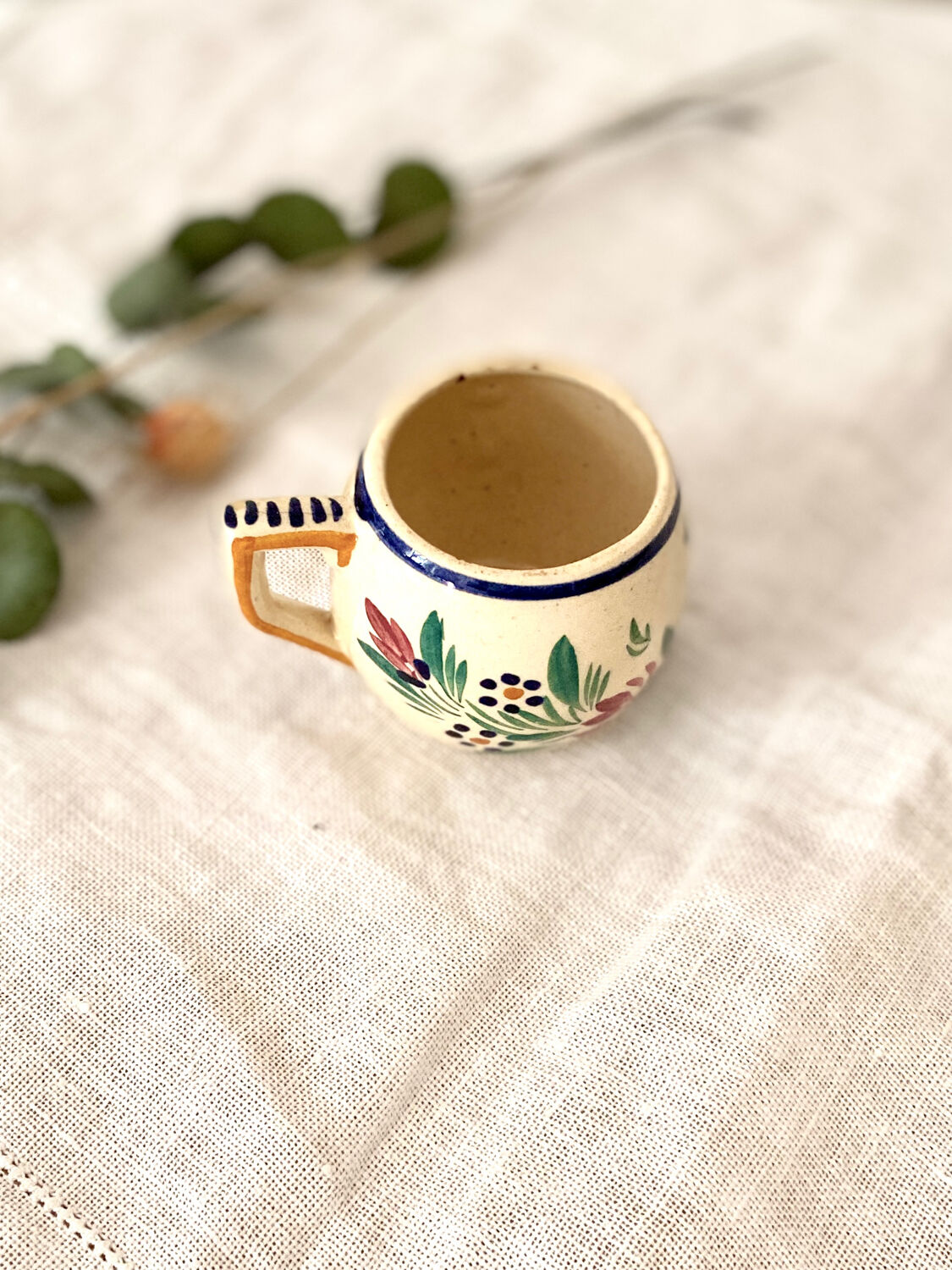 Quimper HB earthenware coffee cup