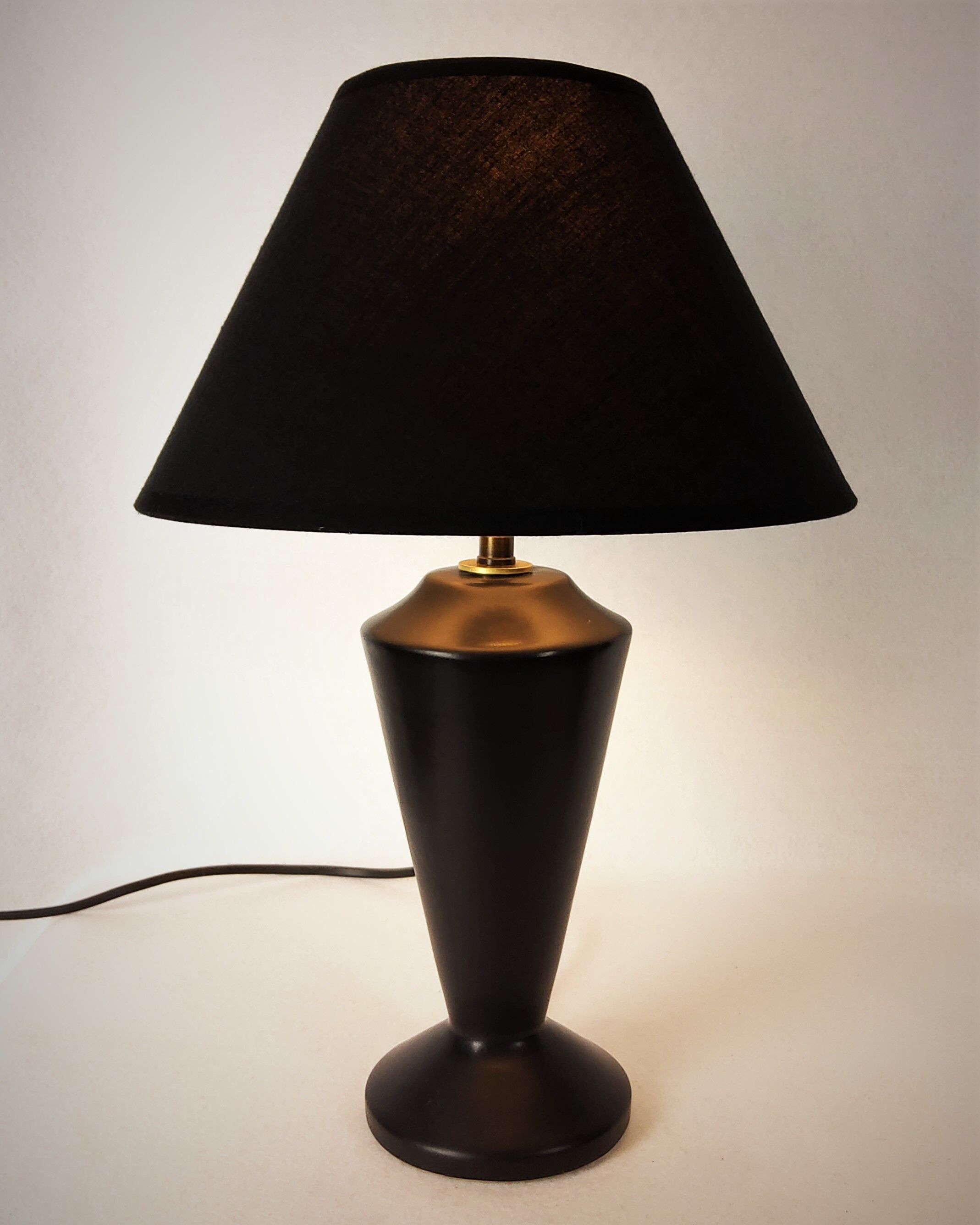 Vintage black ceramic lamp 1950