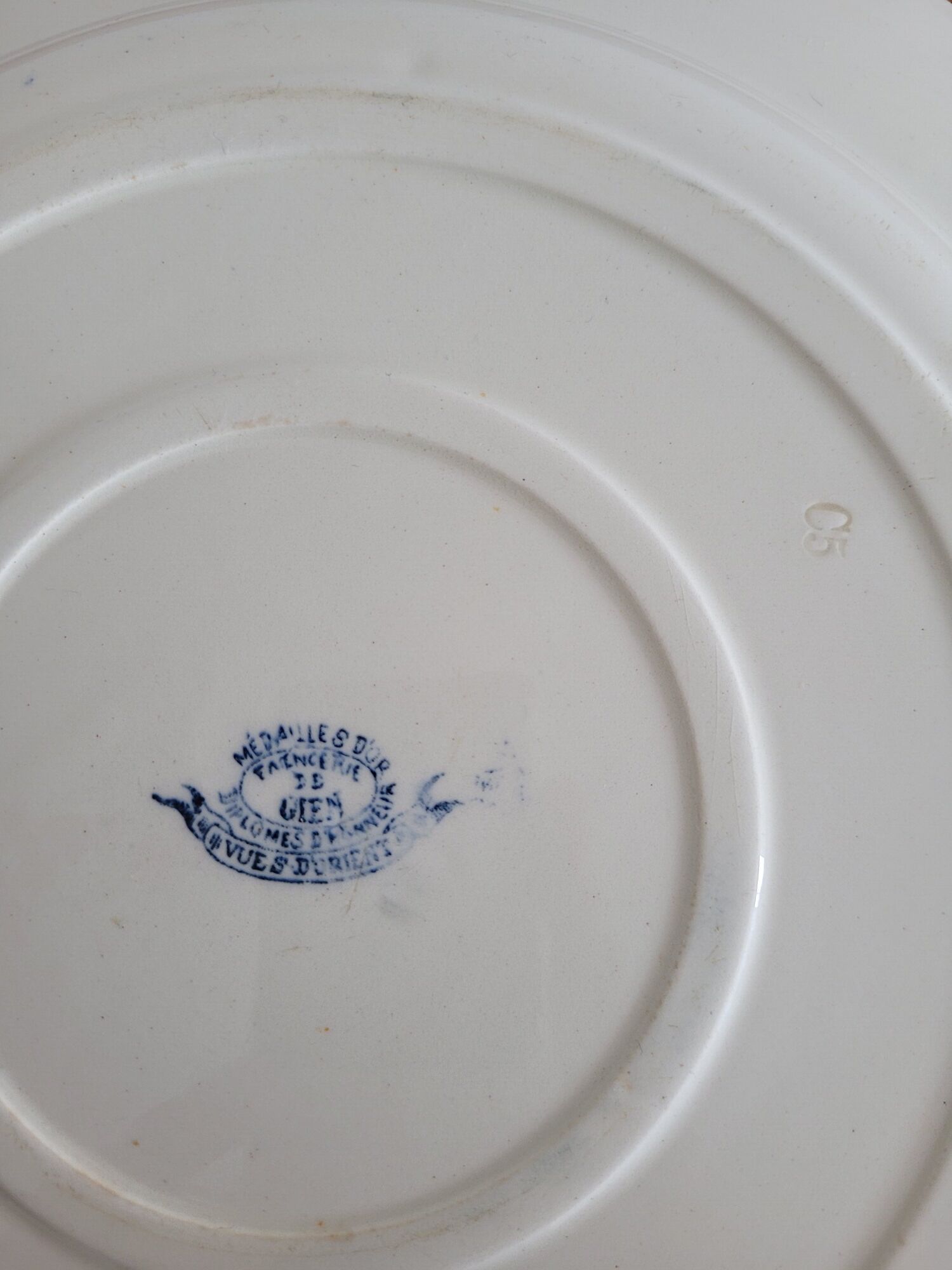 Plat en terre de fer «  vues d’Orient » faïence de Gien