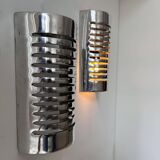 Pair of vintage wall lights, chrome metal, France 1970