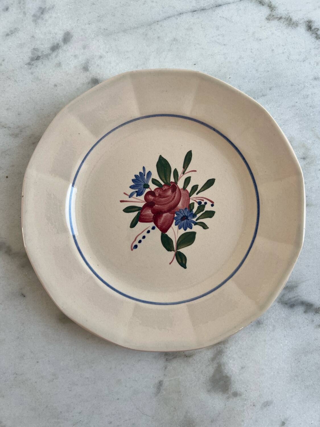 Set of 3 hand-painted dessert plates from Sarreguemines