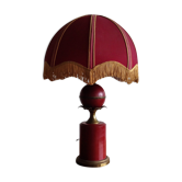 Lampe ananas rouge carmin abat-jour à franges