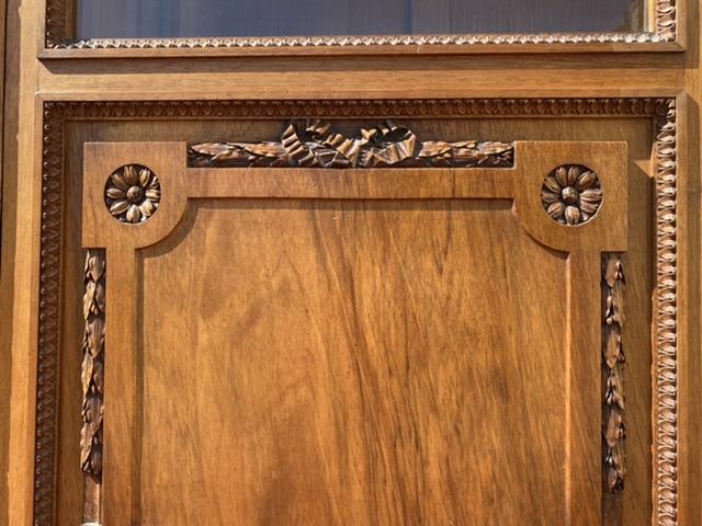 Louis XVI-style walnut library showcase