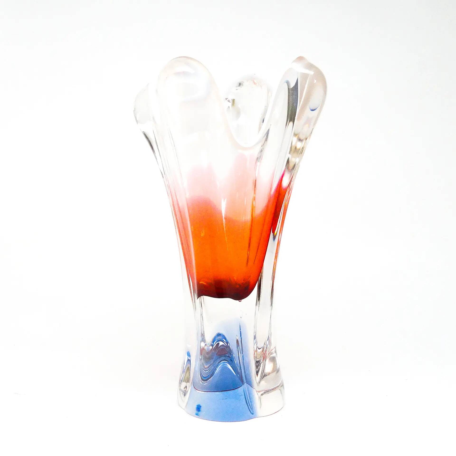 Mid-century modern vase, glass, designed by J. Hospodka, Czechoslovakia, 1960s