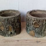 Pair of old rock garden planters in concrete