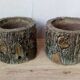 Pair of old rock garden planters in concrete