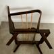 Set 2 old designer fireside chairs from the 50s wood and vintage fabric