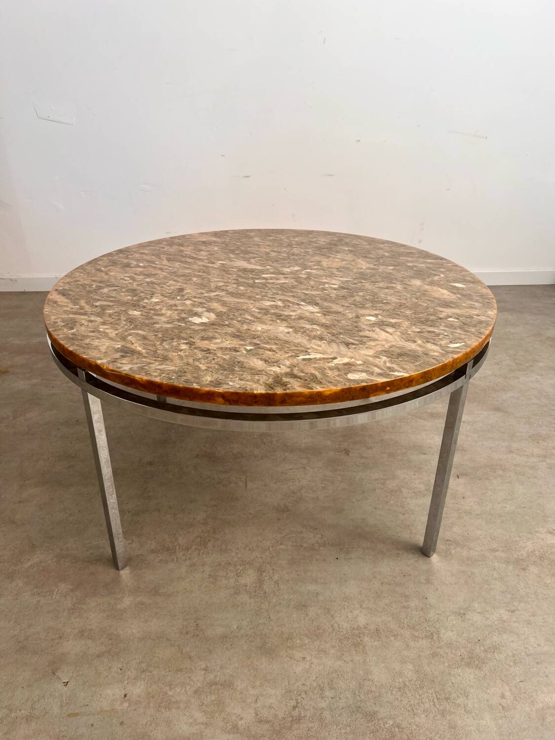 Old Italian design marble effect resin coffee table from the 70s