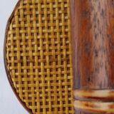 Pair of wood and rattan wall lamps 70