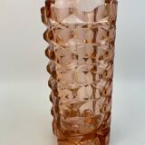 Large pink glass vase in Art Deco style
