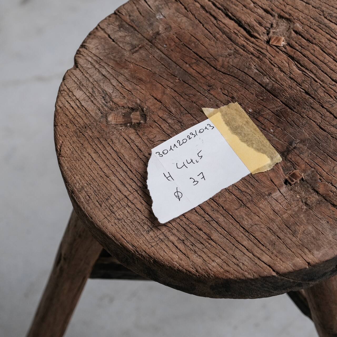Primitive Mid-Century French Wooden Stool or Side Table