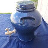 Blue enamelled sandstone vinaigrier 3 L H 26 cm