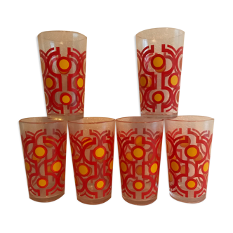 Series of 6 vintage 70s vintage screen-printed lenses made in italy