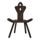 Brutalist tripod chair in raw wood. Solid wood chair. 1960s.