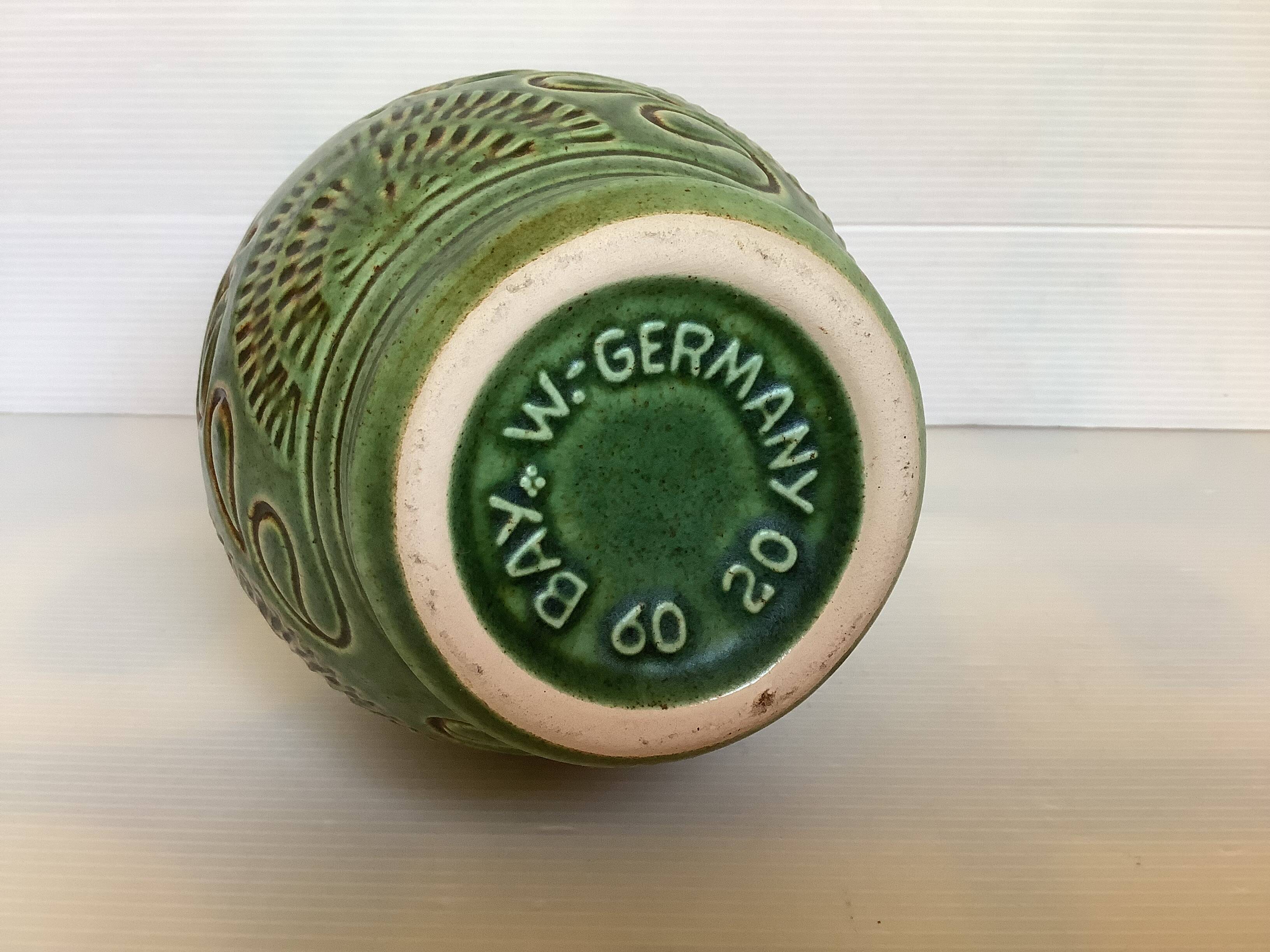 Green vase by Bay Keramik, West Germany.