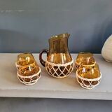 Amber glass and wicker lemonade service