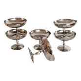 Set of 6 vintage ice cream cups on foot, in 18/10 stainless steel (ref 18)