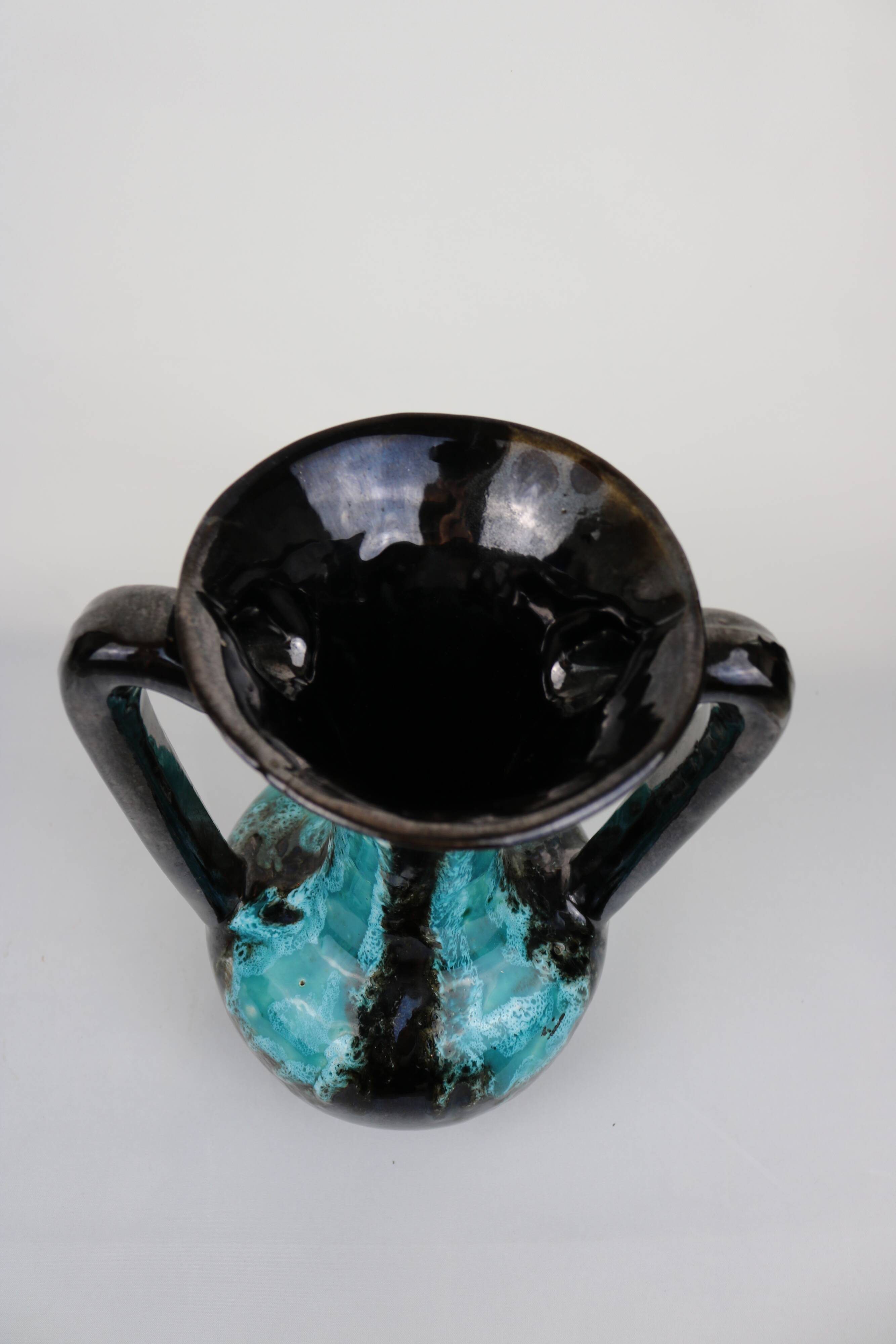 Vallauris Blue Fat Lava Vases