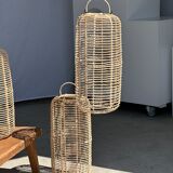 Small lantern-shaped rattan suspension H35 D15