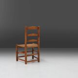 French Wabi-Sabi wood and wicker side Chair, 1850s