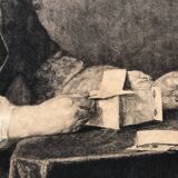 Engraving 1924 le chateau de cartes after chardin, signed berengier pencil, litho etching burin