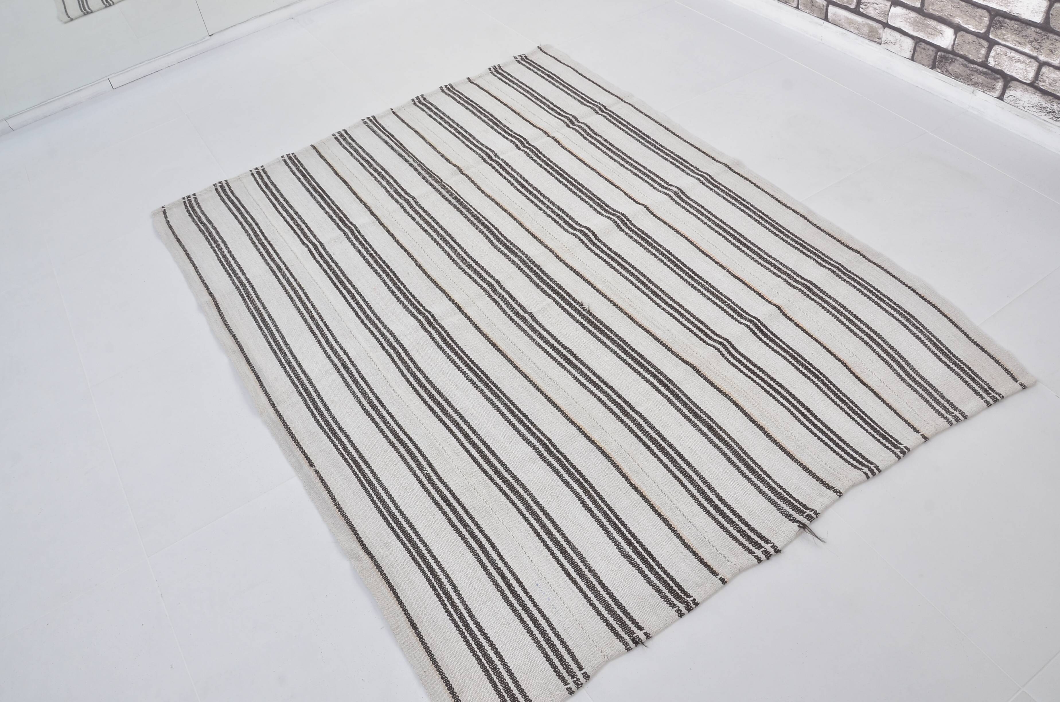 Vintage Anatolian Striped Hemp Kilim Rug, Reference 3665
