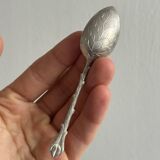 Set of 10 small silver metal spoons
