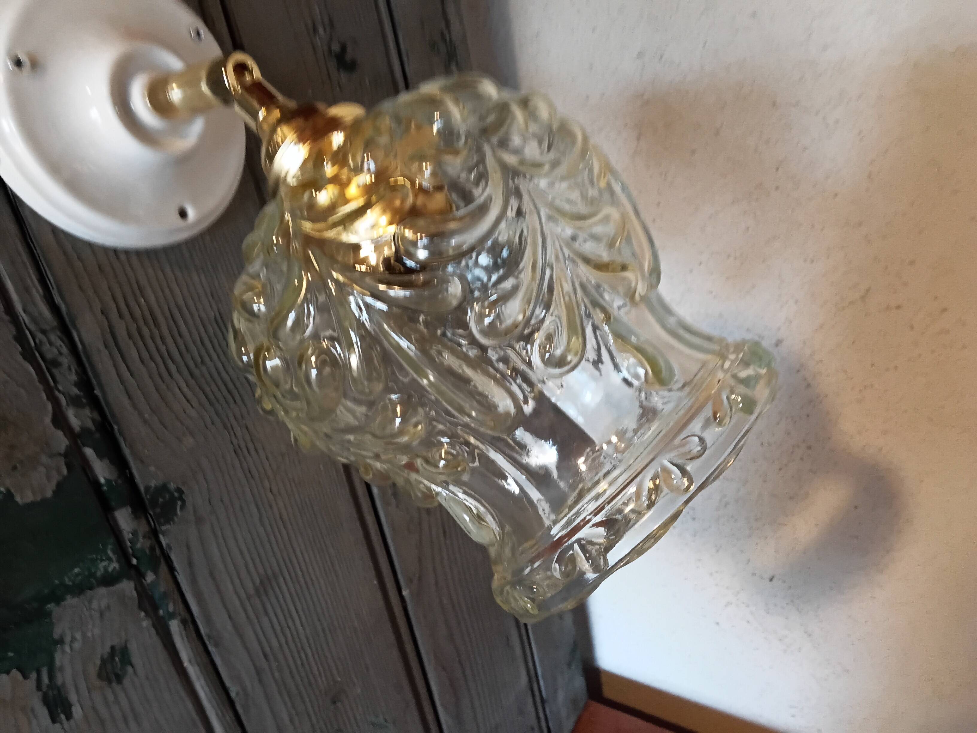 Vintage molded glass wall light