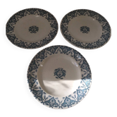 3 Large Earthenware Plates Rhodes Longwy 19th Century