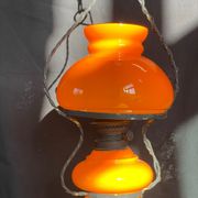 Lustre suspension, vintage, opaline, Orange Annee70