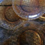 Textured Amber Glass Dessert Plates