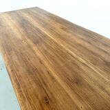 Beech farmhouse table, tapered legs, France, 1970s