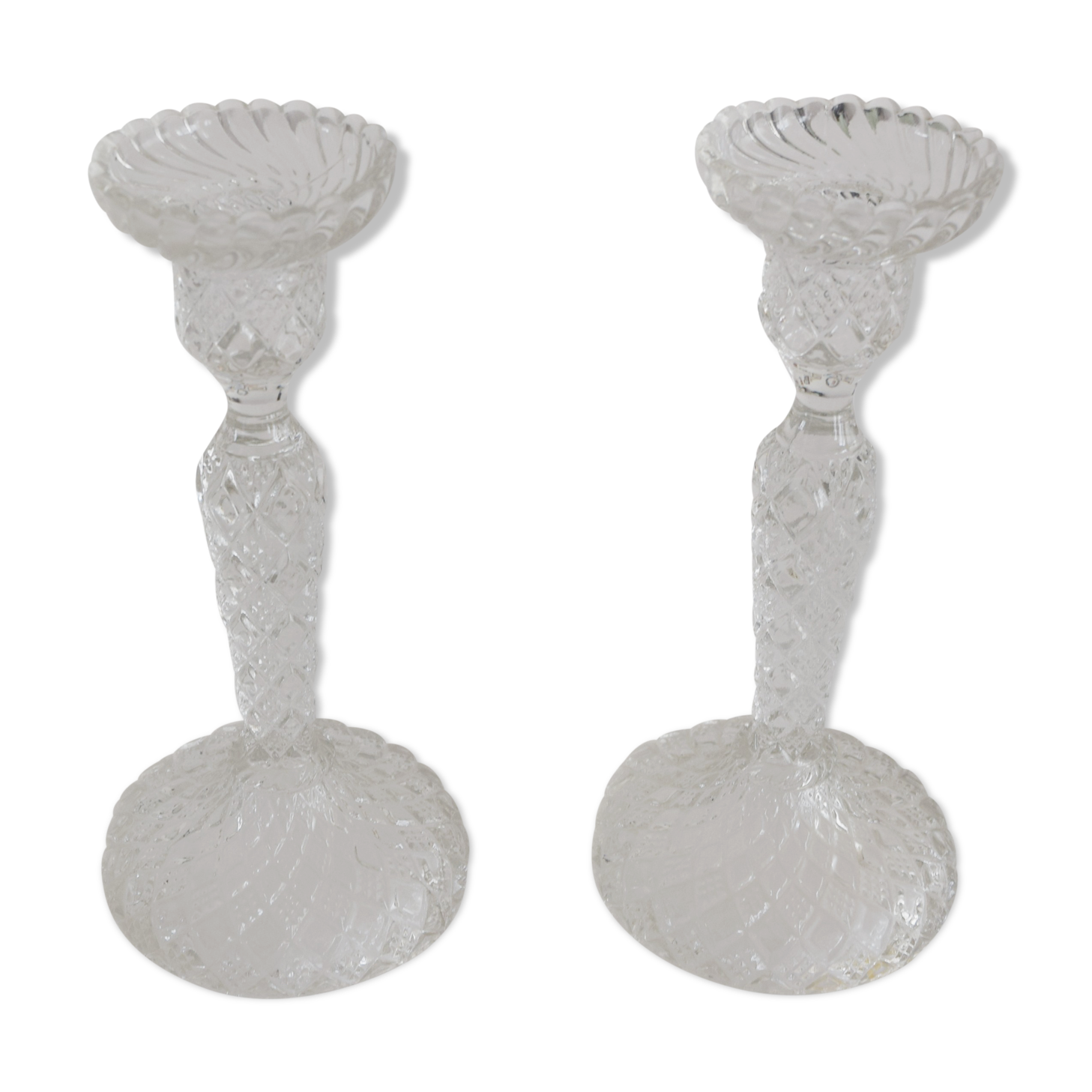 Duo of crystal candlesticks