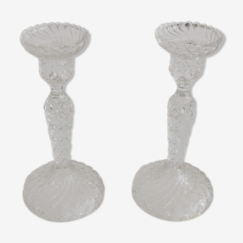 Duo of crystal candlesticks