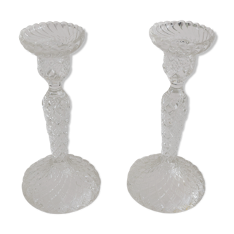 Duo of crystal candlesticks