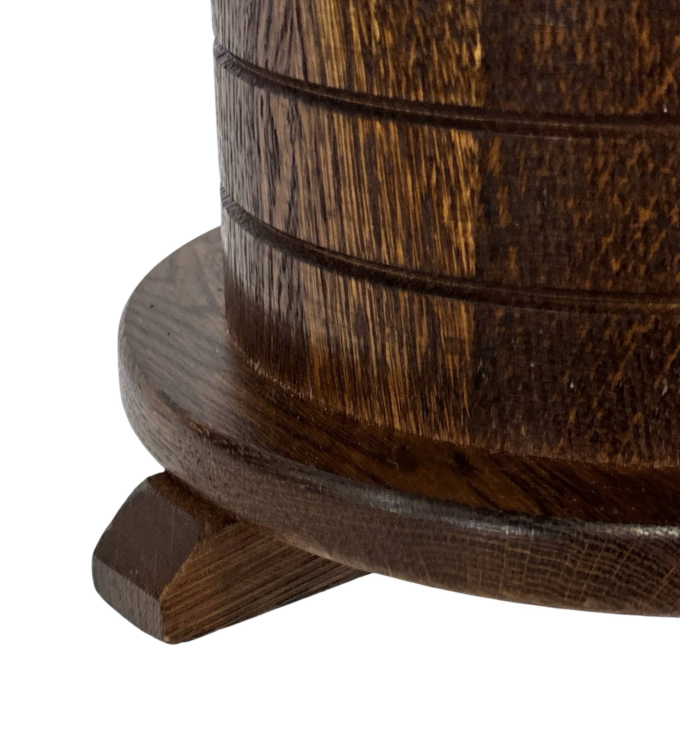 Vintage oak plant table low stool 70s design