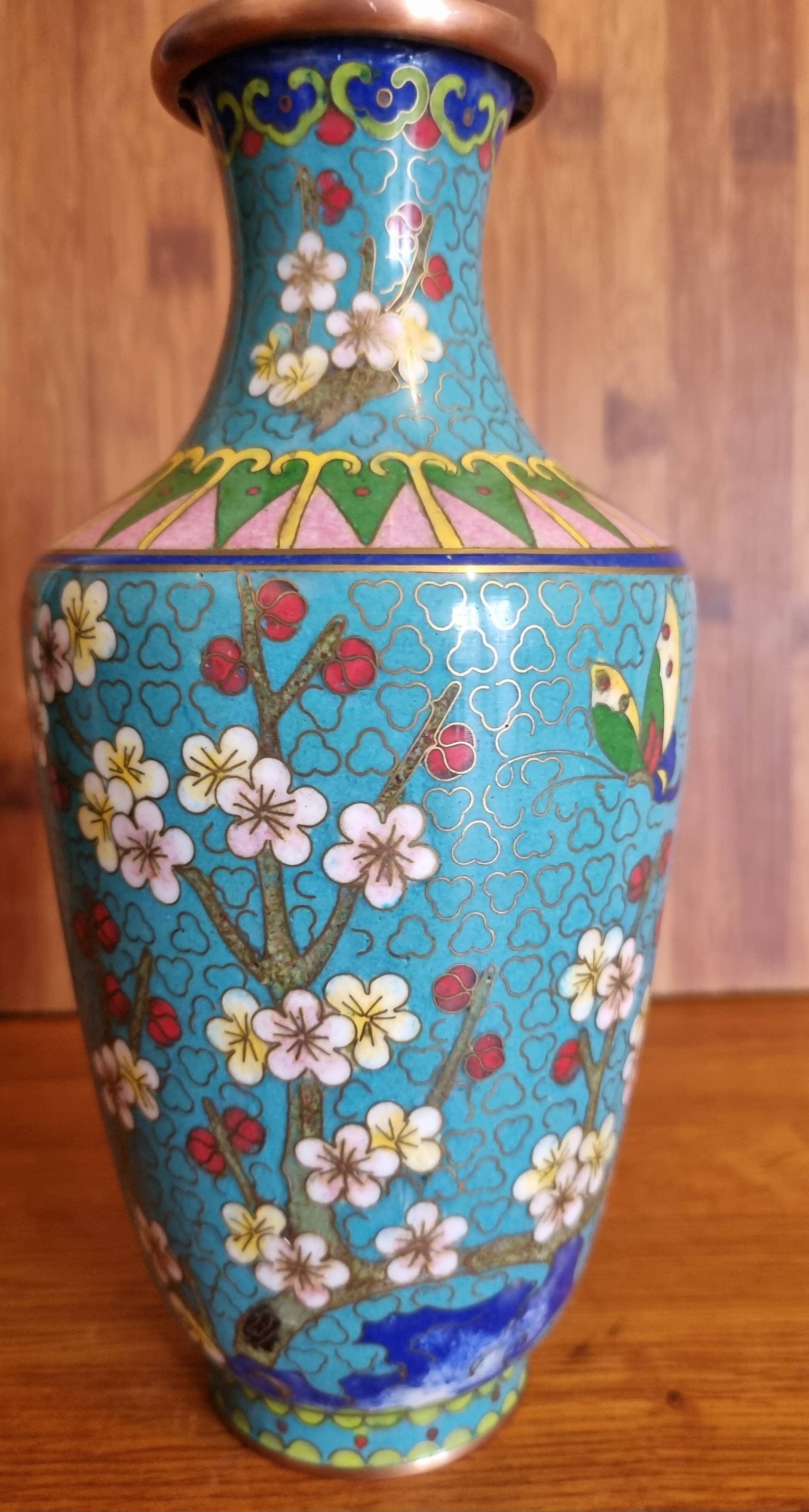 Cherry Blossom Cloisonne Vase
