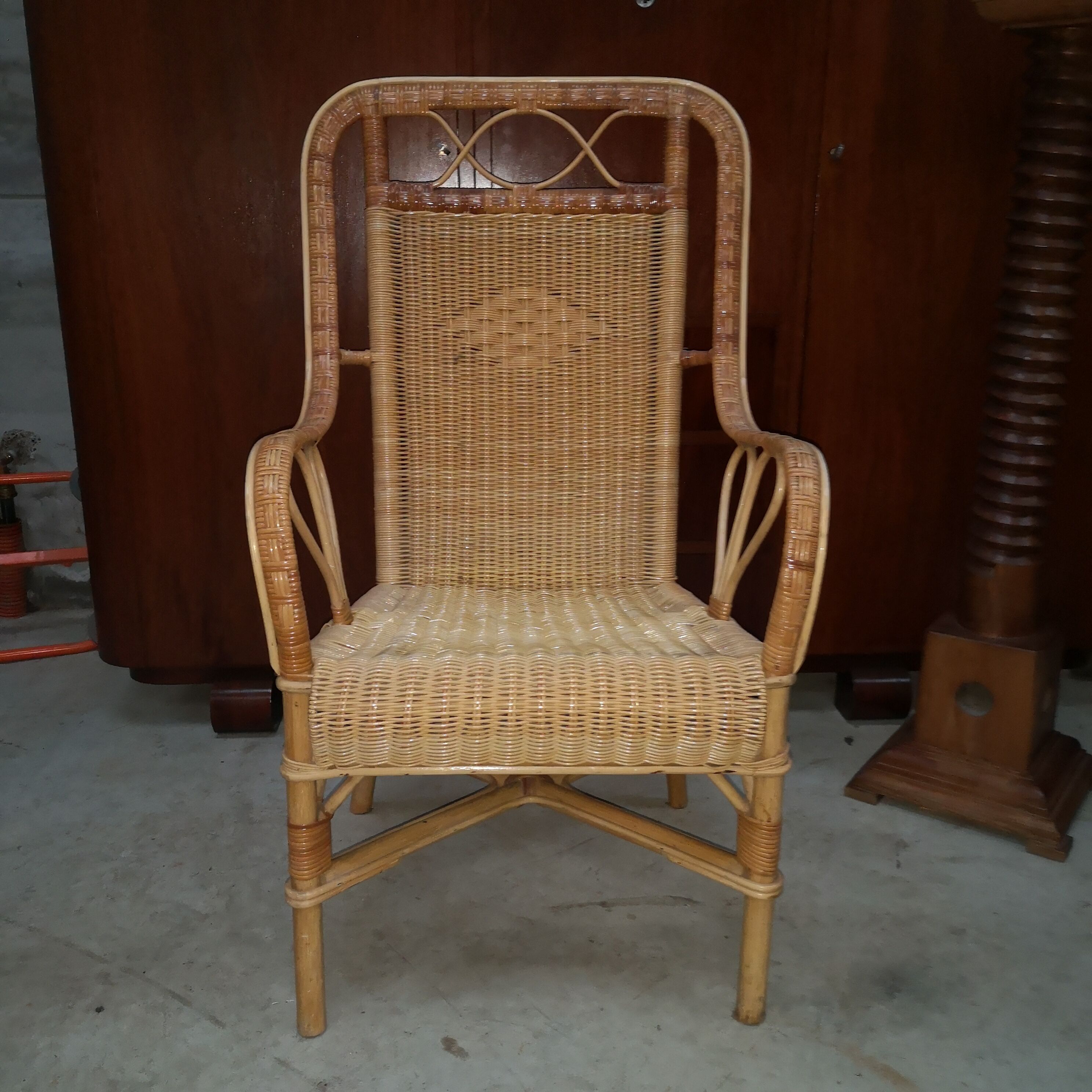 vintage bamboo rattan armchair 1960