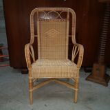 vintage bamboo rattan armchair 1960