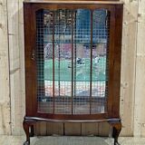 1950s English walnut display cabinet