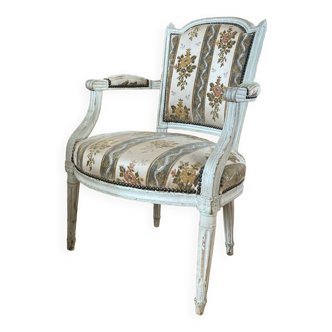 Fauteuil Louis XVI époque XIXe châssis entièrement chevillé