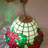 Tiffany-style cloisonné mother-of-pearl pendant light, 1970s