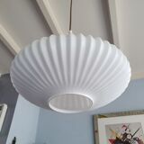 Seventies pleated glass pendant light, space, Danish design