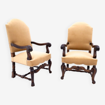 A pair of antique armchairs, Western Europe, around 1900. After renovation