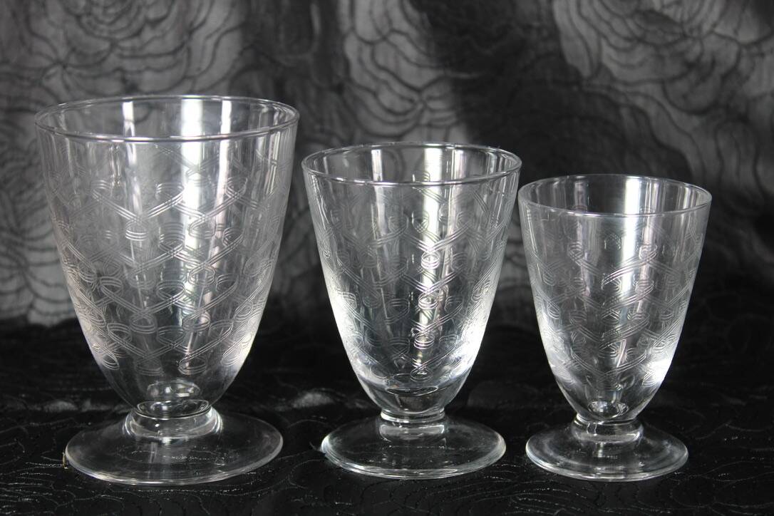 Verres cristal Art déco gravés France 1930 x24